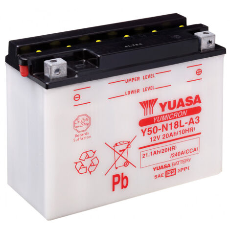 Batterie moto YUASA Y50-N18L-A3 12V 21.1AH 240A (1/3)