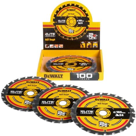 Dewalt – Lame de scie circulaire 165 mm – 24 dents carbure pour bois dur – Alésage 20 mm – DT10400