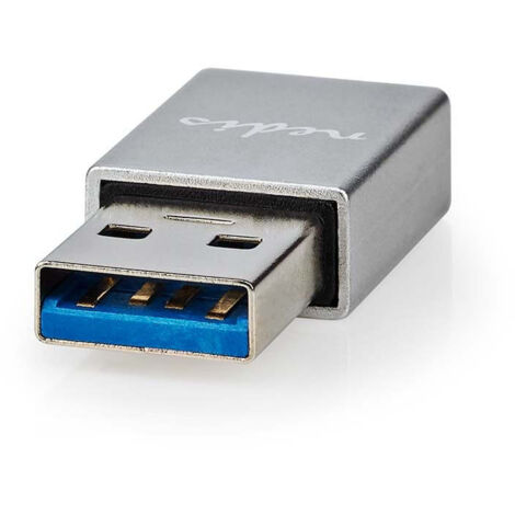 Adaptateur usb a usb 32 gen 1 usb a male usb c femelle 5 gbps rond nickele argente verrouille (1/5)