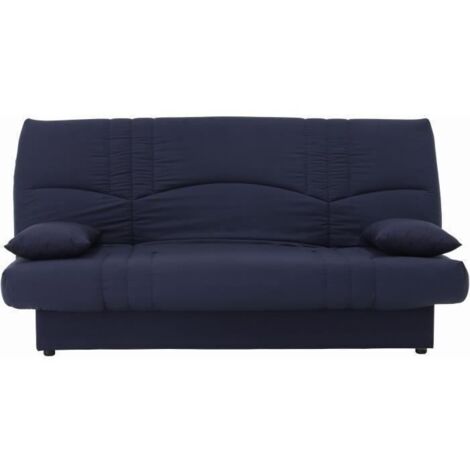 Les Tendances – Canapé convertible clic clac 3 places – Tissu coton bleu foncé – Dimensions L 190 x P 92 cm – Design contemporain (1/3)