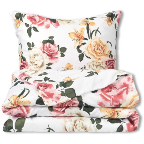Parure de lit en satin 160x200 EXCLUSIVE Fleurs colorées Printemps (1/5)