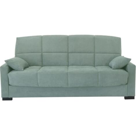 Clic clac 3 places MEGAN 14 - Tissu Soro vert amande - Avec accoudoirs - Couchage 130x190 cm - L223 x P96 x H103 cm (1/4)