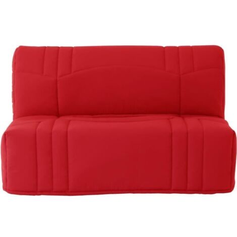 Banquette 2 places BZ DREAM - Tissu 100% Coton rouge - Couchage 140x190 cm - L145 x P100 x H90 cm (1/4)