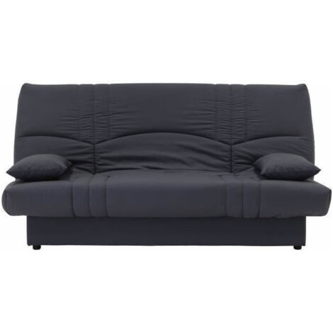 Les Tendances – Banquette clic clac 3 places gris anthracite – Tissu 100% coton – Dimensions L 190 x P 92 x H 96 cm – Coffre de rangement intégré