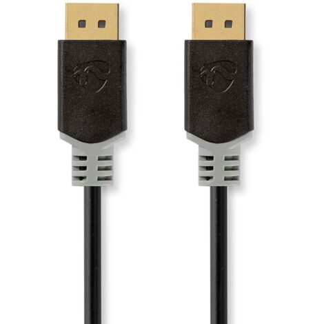 Cable displayport displayport male displayport male 8k60hz plaque or 200 m rond pvc anthracite gris boite 387 (1/3)