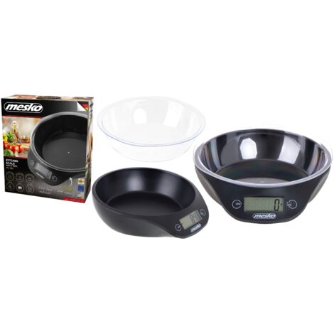 Mesko MS3164 Balance de Cuisine avec Bol Alimentaire Précision, Pese Aliment 5 Kg/ 11 Lb Noir (1/5)