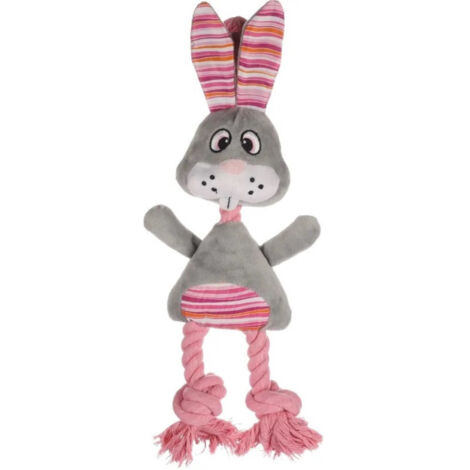 Peluche Lapin gris avec corde pieno 38 cm, pour chien - Flamingo (1/3)