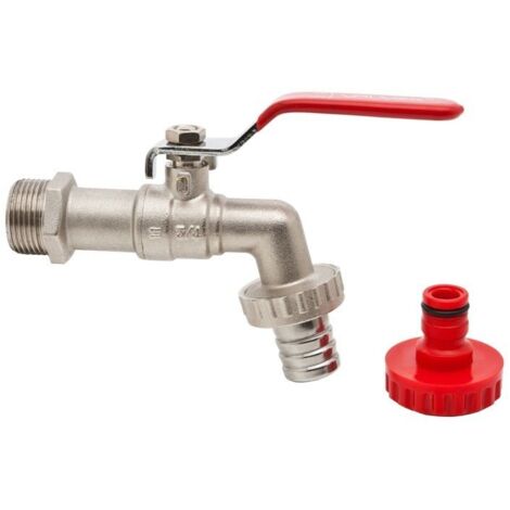 Vanne à boisseau sphérique oligo avec starter à levier en acier (DSt) avec embout flexible et raccords rapides, nickelée 1/2"" (1/4)