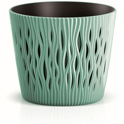 Sandy Jardinière ronde en plastique de couleur sauge 15,8 (L) x 15,8 (l) x 13,8 (H) cm (1/5)