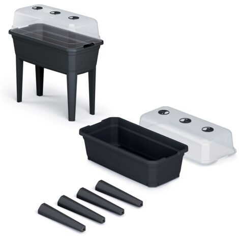 Jardinière haute Prosperplast avec couvercle en plastique Prosperplast Respana Ecoline de couleur anthracite 74,9 (longueur) x 36,8 (largeur) x 77,7 (hauteur) cm (1/5)