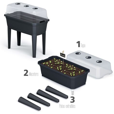 Jardinière Verticale Mini Cascade Anthracite Prosperplast – 19,5 X 11,4 X 47,5 Cm + Ciseaux Offerts