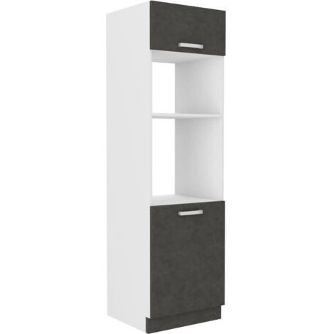 Les Tendances – Colonne de cuisine 2 portes battantes – Gris mat – L 60 x P 57 x H 210 cm – Pour espaces de rangement optimisés (1/5)