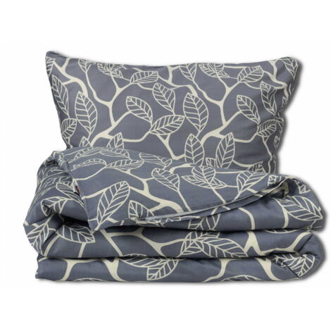 Parure de lit en satin 160x200 EXCLUSIVE Feuilles d'arbres aux tons cendrés Printemps (1/5)