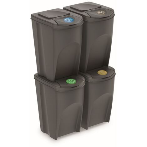 Lot de 4 bacs de recyclage Sortibox 140L Prosperplast Sortibox de couleur grise