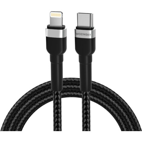 Câble pour iPhone USB-C - Lightning PD 30W 1m noir