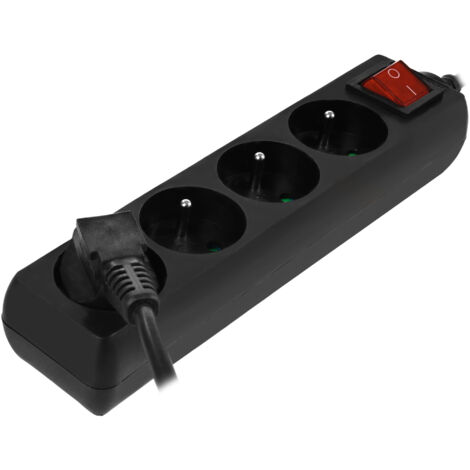 AWTOOLS HOME RALLONGE NOIR 4 PRISES 1,5 m AVEC MISE À LA TERRE, INTERRUPTEUR (1/3)