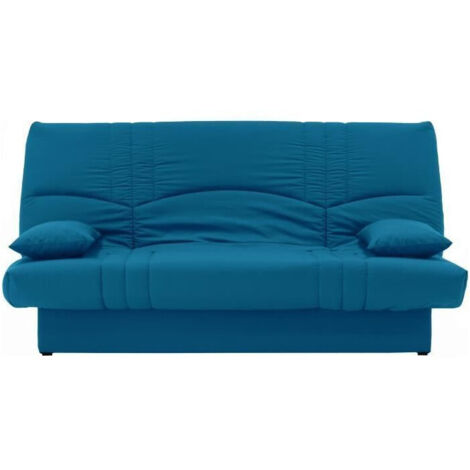 Les Tendances – Canapé convertible 3 places – Tissu bleu canard – Style contemporain – L 190 x P92 cm – Couchage confortable (1/7)