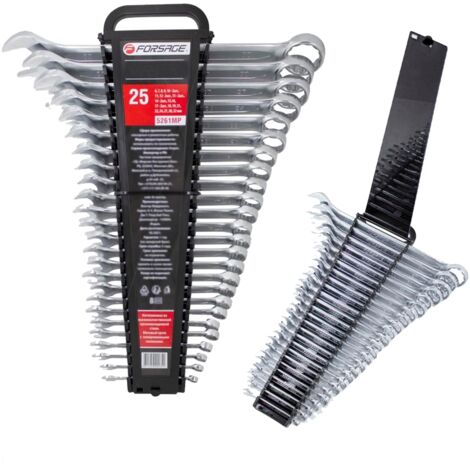 Jeu de 25 clés plates 6-32 mm – Acier chrome-vanadium Cr-V – Angle de tête 15° – Finition chromée satinée