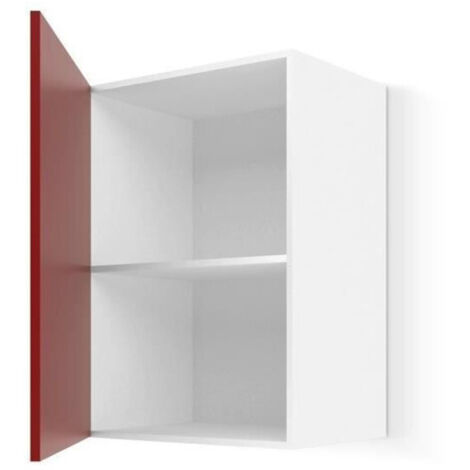 Meuble haut de cuisine rouge mat 40 cm – Panneaux de particules 16 mm – 1 porte battante – 1 étagère intégrée – CARMHT40