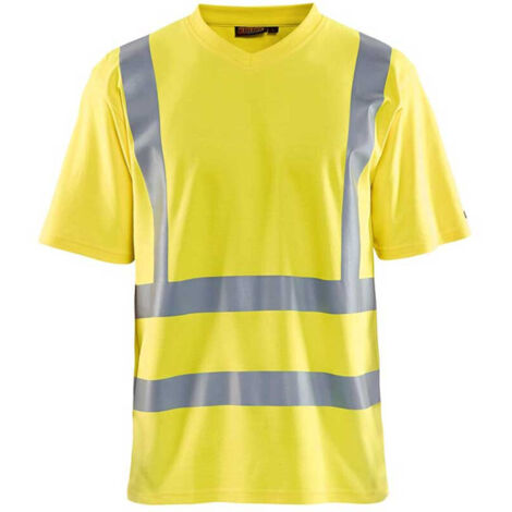 T-shirt de travail haute visibilité col V anti-UV 3380 - Jaune fluo XXXL (1/4)