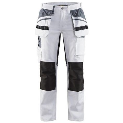 Pantalon de travail peintre stretch femme 7910 - Blanc/Noir XS - FR(34) - SE(C32) - Standards (1/2)