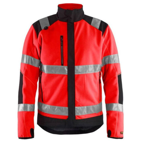 Veste de travail polaire coupe vent haute visibilité 4888 - Rouge fluo/Noir S (1/4)