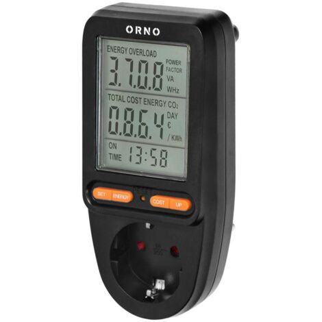 Wattmètre, calculateur d'énergie avec écran LCD OR-WAT-435(GS)/B schuko (1/5)