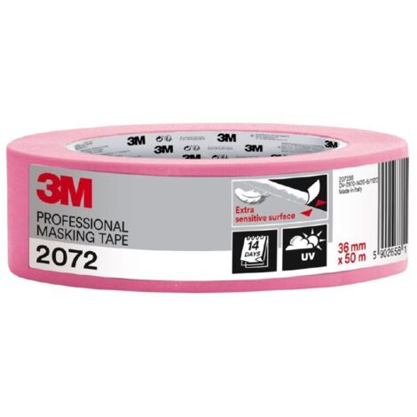 3M – Ruban de masquage professionnel rose 36 mm – Surface extra sensible – Longueur 50 m – Pour surfaces délicates (1/3)