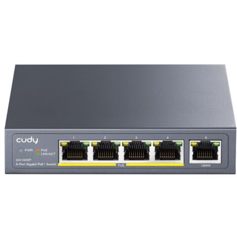Commutateur réseau Cudy GS1005P Gigabit Ethernet (10/100/1000) Power over Ethernet (PoE) Gris (1/5)