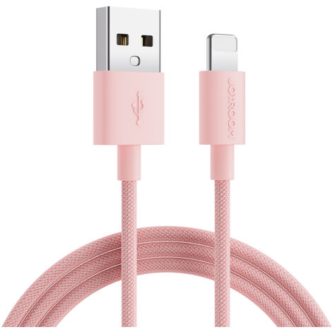 Câble tressé pour iPhone USB-A - Lightning 2 m rose pastel