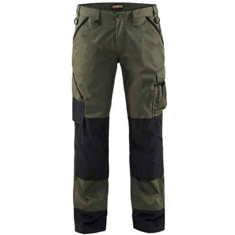 Pantalon de travail pour paysagiste 1454 - Vert armée/Noir M - FR(42) - SE(C48) - Courtes (1/2)