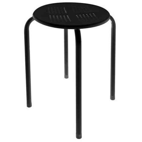 Perel – Tabouret pliant en acier noir – Charge maximale 100 kg – Dimensions plié 45 x 30 x 5 cm – Pour espaces confinés (1/5)