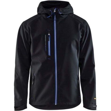 Veste de travail softshell à capuche 4949 - Noir/Bleu roi XS