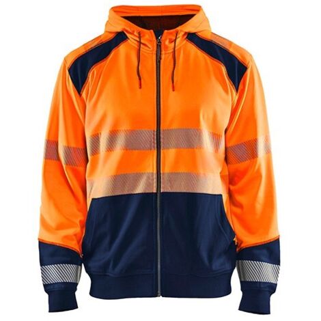 Sweat de travail zippé à capuche haute visibilité 3546 - Orange fluo/Marine XXL (1/2)