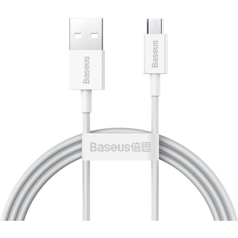 Câble USB microUSB de qualité supérieure pour charge rapide 2A 1m blanc (1/5)