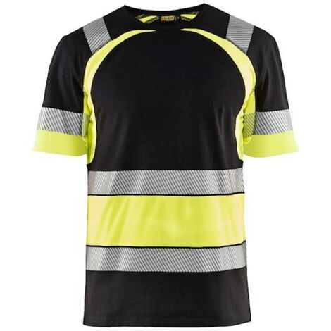 T-shirt da lavoro Blaklader 100% cotone ad alta visibilità Nero / Giallo M (1/5)
