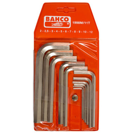 BAHCO - Jeu de clés mâles 6 pans, métriques, finition nickelée, 2 mm - 12 mm - 11 pc (1/2)