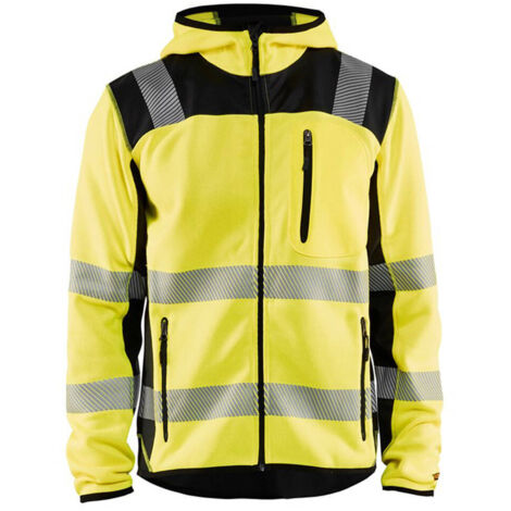 Veste de travail tricotée à capuche haute visibilité 4923 - Jaune fluo/Noir XXXL (1/5)
