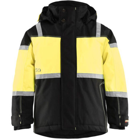 Veste de travail à capuche hiver enfant 4858 - Noir/Jaune fluo 140cm (1/4)