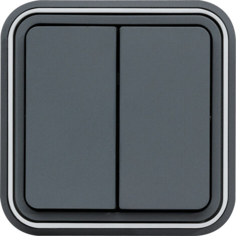 Double va-et-vient étanche Cubyko complet encastré - Gris - WNE040- Hager (1/6)