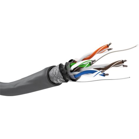 Câble Réseau CAT 5e, SF/UTP, gris, mélange de cuivre CCA pour applications SOHO, AWG 24/1 (solid), PVC. Longueur de câble 305 m (1/4)