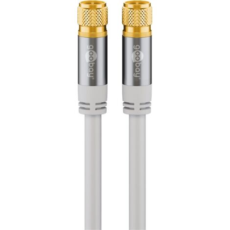 Câble d'Antenne Satellite (135 dB), 4x Blindé, plaqué or, fiche F fiche F. Longueur de câble 10 m