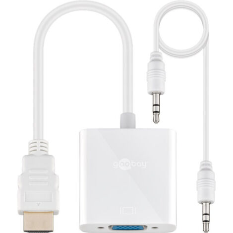 51758 Goobay adaptateur HDMI mâle / VGA femelle + Jack 3.5 mm (Blanc) - Adaptateur HDMI mâle vers VGA femelle + jack 3.5 mm - 15 cm (1/2)