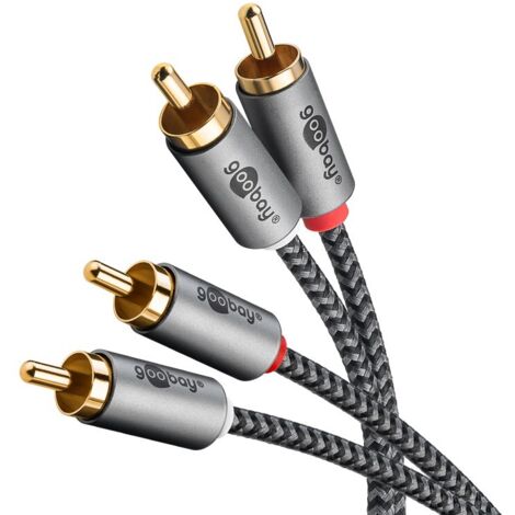 Câble RCA Stéréo, 2 m, 2 connecteurs Cinch (audio à gauche/droite) 2 connecteurs Cinch (audio à gauche/droite). Longueur de câble 2 m (1/5)