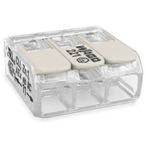 WAGO 221-483 Borne de raccordement flexible: 0.20-4 mm² rigide: 0.20-4 mm² Nombre de pôles: 3 1 pc(s) transparent, blanc Q201242 (1/2)