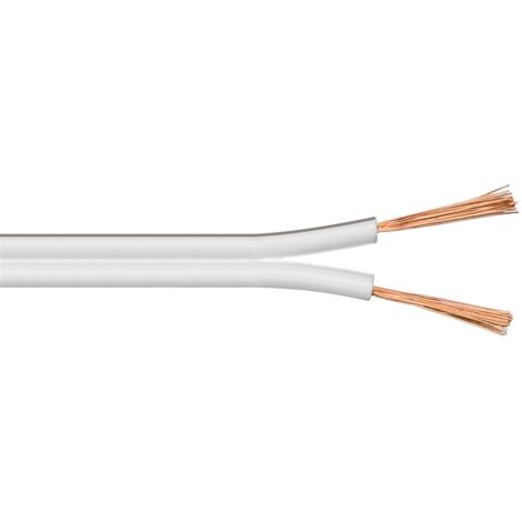 Câble de Haut-parleur blanc, Rouleau de 25 m, section de 2 x 1,5 mm², CCA. Longueur de câble 25 m (1/6)