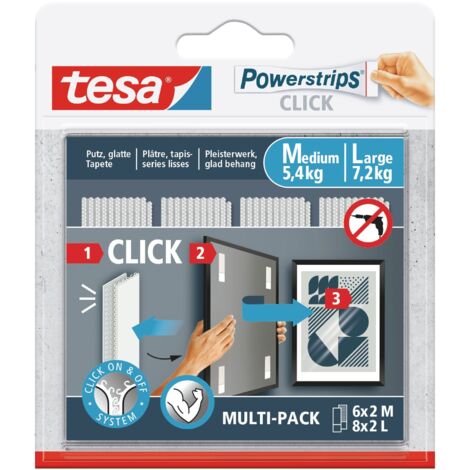tesa Powerstrips CLICK 6 x 2 Medium, 8 x 2 large Contenu: 14 paire(s) Y831923 (1/5)