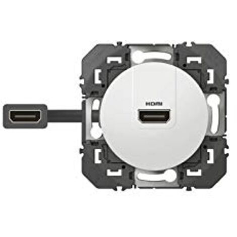 Legrand – Prise HDMI 2.0 préconnectorisée 600385 – Transmission audio vidéo HD jusqu'à 10m – Installation encastrée ou en saillie – Coque de protection chantier