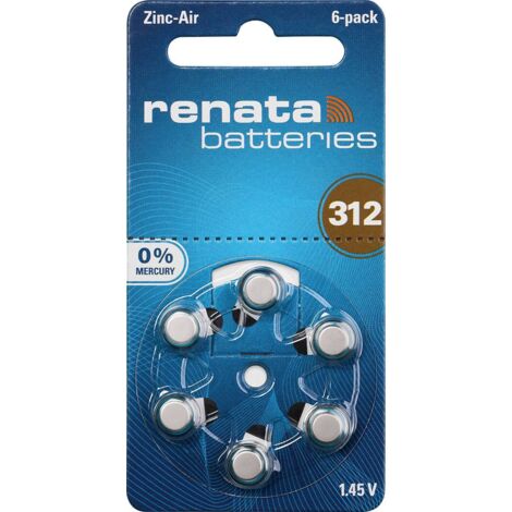Pile bouton ZA 312 zinc-air Renata 165 mAh 1.4 V 6 pc(s) Y453661 (1/3)