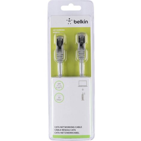 Cat6 Networking Cable 2m Grey Belkin - Cordon de raccordement - RJ-45 (M) pour RJ-45 (M) - 2 m - CAT 6 - sans crochet (1/2)